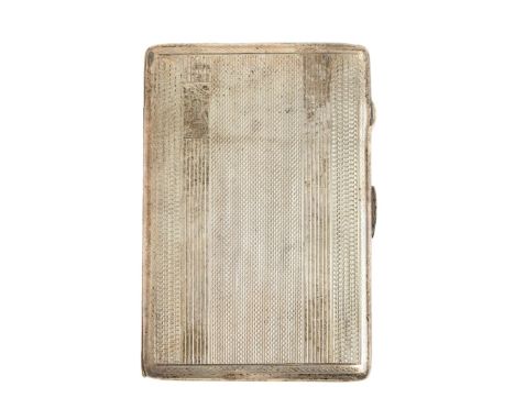 A George VI silver cigarette case, engine turned, 12.5cm, by E J Houlston, Birmingham 1956, 6ozs 8dwts ConditionGood conditio