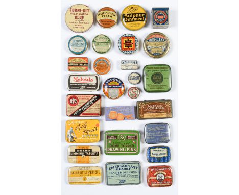 Advertising. Twenty-seven tins, first half 20th c, lithographed in one or more colours, various manufacturers, including Hunt