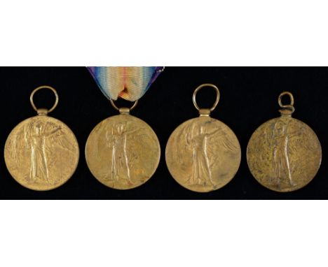 Victory Medal 234345 Pte 1 J J H Kevan RAF, 44617 Pte R Dunphy S Wales Bord, 39723 Pte H Senior Yorks L I and 8538 WO Cl 2 T 