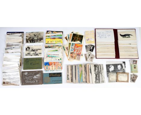 A collection of postcards, first half 20th c, mainly British topographical and comic, a further quantity of cigarette cards a