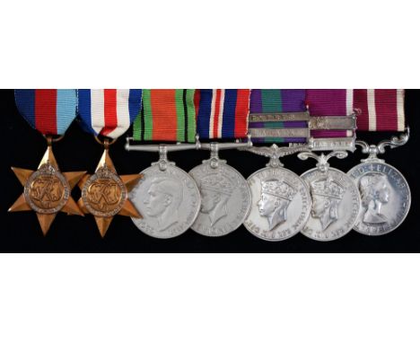 WWII and post war group of seven, 1939-1945 Star, France and Germany Star, Defence Medal, War Medal, General Service Medal Ge