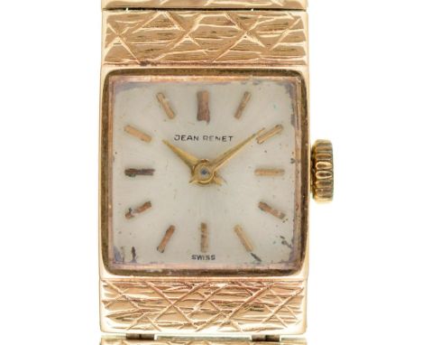 An Omega 9ct gold square lady's wristwatch, 13 x 13mm, on textured 9ct gold bracelet, London 1967, 35g ConditionMovement runn
