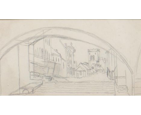 Peter de Wint OWS (1784-1849) - The Devil's Hole Lincoln, pencil, 80 x 150mm  Provenance: Vokins, de Wint's dealer; thence by