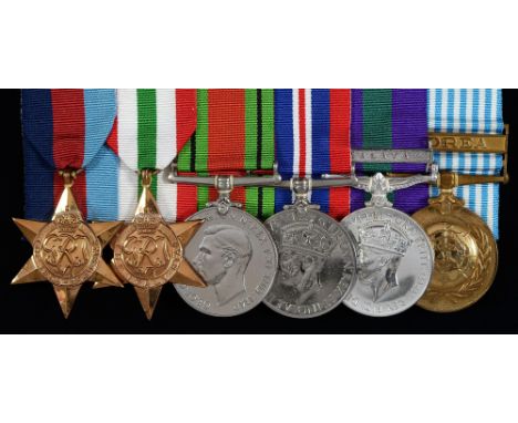 1939-1945 Star, Italy Star, Defence Medal, War Medal, General Service Medal Elizabeth II one clasp MalayaÂ&nbsp;Lt I A E W Cl