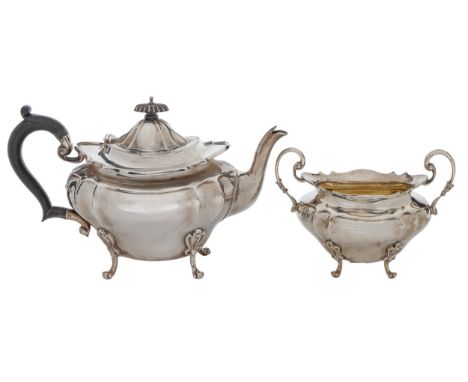 An Edwardian silver teapot and sucrier, teapot 17.5cm h, by The Goldsmiths &amp; Silversmiths Co Ltd, London 1908, 34ozs 18dw