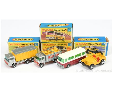 Matchbox Superfast group of early 1970's issue models.  (1) 11a Mercedes Scaffold Truck complete with load removed from sprue