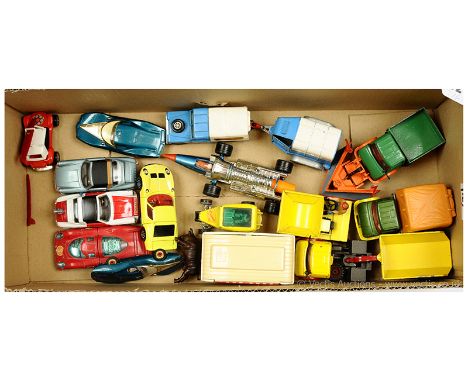 Corgi unboxed group to include Lamborghini P100 Miura with Fighting Bull figure; Caravan; Porsche "Police" Car; Land Rover wi