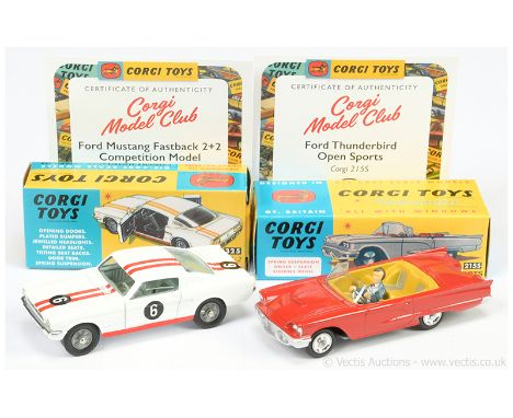 Corgi (Re-issues) - a group of Model Club releases to include 215S Ford Thunderbird Open Sports Car - red, yellow and silver 