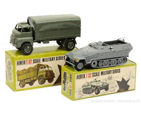 Airfix (1/32 Scale) a pair of plastic issues (1) German Half-Track - grey, black front tyres - Mint in a Good Plus to Excelle