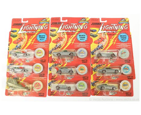 Johnny Lightning group of 1993 copyright Commemorative Limited Edition Q-Car models all with bare metal body &amp; redline wh
