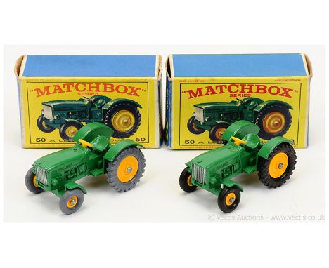 Matchbox Regular Wheels 50b John Deere Lanz 700 Tractor - a pair (1) green, bright yellow plastic steering wheel, deep yellow