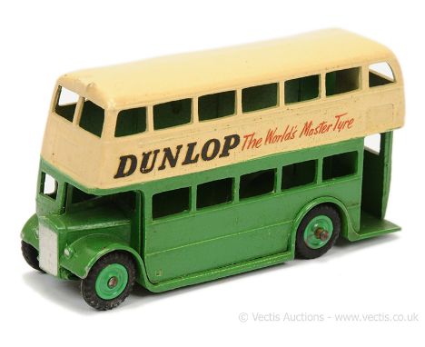 Dinky 290 (29c) Double Decker Bus "Dunlop The World Master Tyre" - two-tone green, cream, silver trim, RARE VARIATION with gr