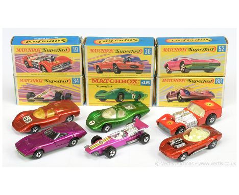 Matchbox Superfast group of early 1970's issue Dragsters &amp; Racing Cars - all are clear windows, bare metal base unless st