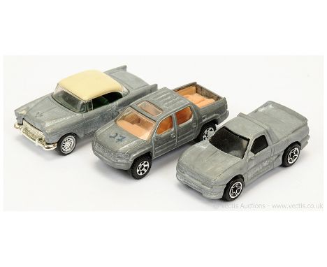 Matchbox Superfast - a group of Pre-Production 1st Shot Issues to include Chevy Bel Air - bare metal body, cream hood, green 