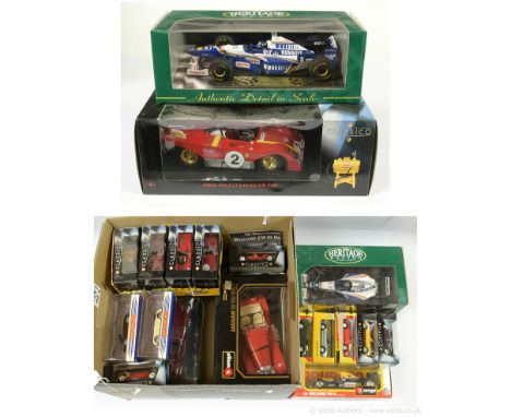 Large quantity of recent issue large &amp; small scale Cars including 2 x 1/18th scale 1996 Williams Renault FW18 Damon Hill 