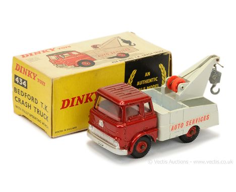 Dinky 434 Bedford TK "Auto Services" Crash Truck - metallic red cab, light grey back with dark grey platforms, red interior a