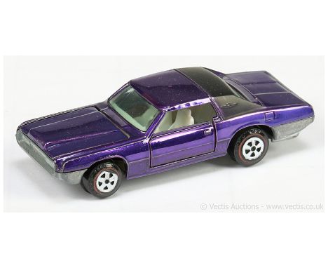 Johnny Lightning Topper Toys original issue Custom Ford Thunderbird - metallic purple body with matt black rear roof panel, p