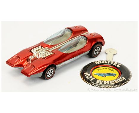 Hot Wheels (Mattel) Redline 6261 Splitting Image - light metallic red, chrome engine and trim (USA base) - Good Plus - still 