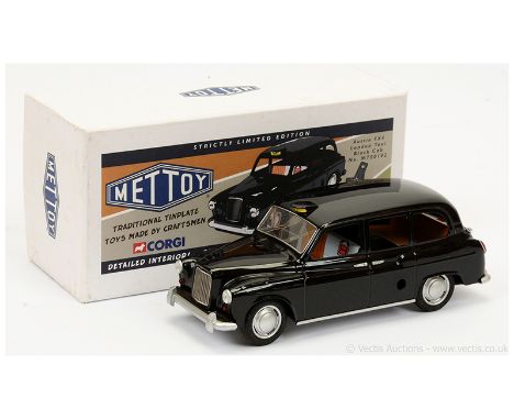 Corgi (Mettoy) MT00102 Clockwork Tinplate Austin FX4 "London Taxi" Cab finished in black, silver trim complete with key and f