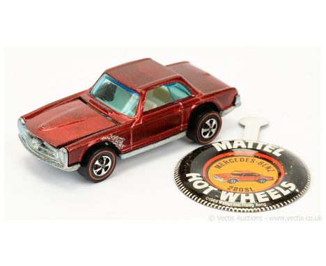 Hot Wheels (Mattel) Redline 6275 Mercedes 280 SL - metallic red (Hong Kong base) - Good (does have some corrosion to one fron