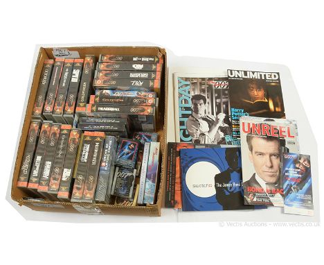"James Bond" related group to include VHS and DVD Films; Playing Cards; DVD Presentation Tin Box Set; hard back Books to incl