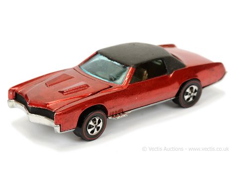 Hot Wheels (Mattel) Redline 6218 Custom El Dorado - metallic red, black hood (Hong Kong base) - Good Plus - lovely bright exa