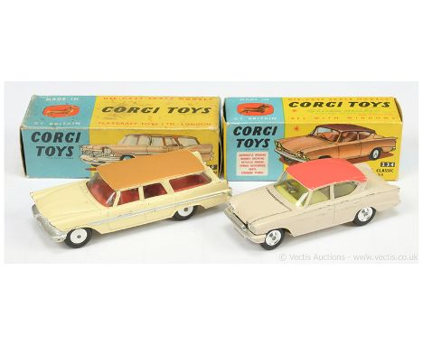 Corgi 219 Plymouth Sports Suburban Station Wagon - cream body, tan roof, silver trim and side flashes, red interior, flat spu