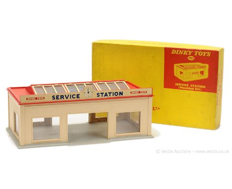 Dinky 785 Accessory Pack Service Station - this plastic issue finished in cream building, grey base, red roof with "Dinky Toy