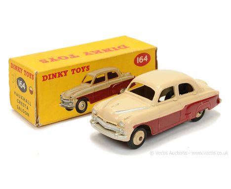 Dinky 164 Vauxhall Cresta Saloon - two-tone maroon, light beige including ridged hubs with smooth tyres, silver trim and bonn