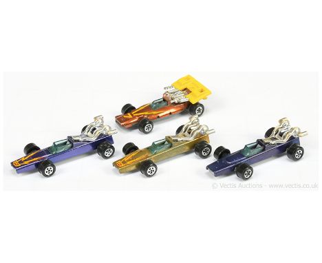 Johnny Lightning Topper Toys 3 x Indy 500 Racing Car all with pale green windscreen, black wall wheels (1) Al Unser Winner 19