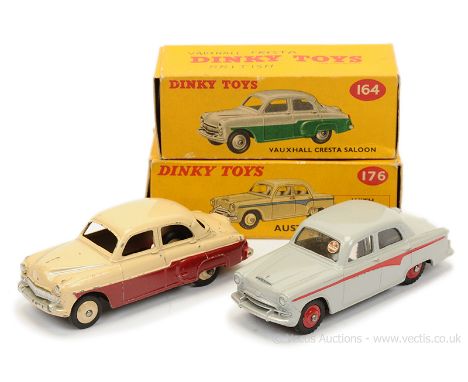 Dinky 164 Vauxhall Cresta Saloon - two-tone maroon, light beige including ridged hubs, silver trim including bonnet flashes -