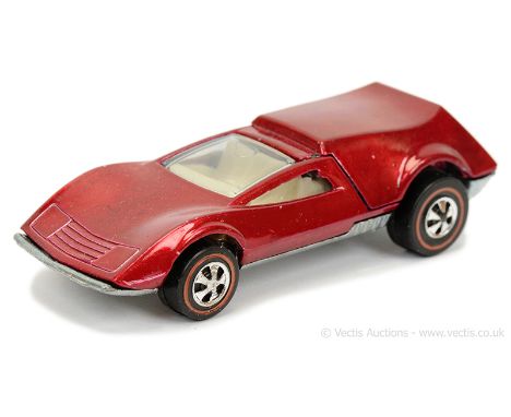 Hot Wheels (Mattel) 6424 Tri-Baby - metallic magenta, black rear panel (USA base) - Excellent - lovely bright example.