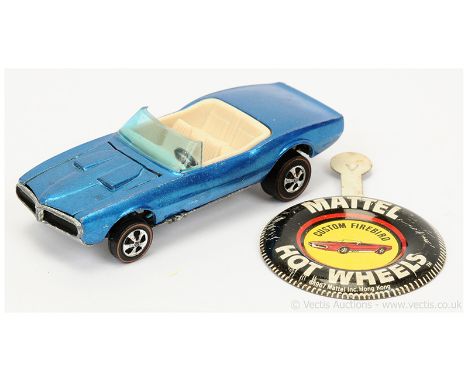 Hot Wheels (Mattel) Redline 6212 Custom Firebird - metallic blue (USA base) - Good Plus - nice bright example with tinplate b