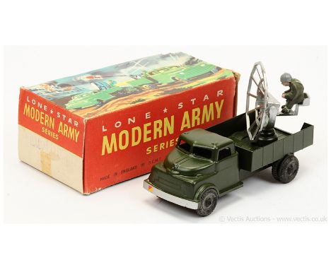 Lone Star (Army Series) Radar Truck finished in Military Green, black solid wheels with silver radar and plastic figure opera