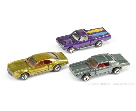 Johnny Lightning Topper Toys group of original issue Cars - all are pale green windows, redline wheels.  (1) Custom Chevrolet