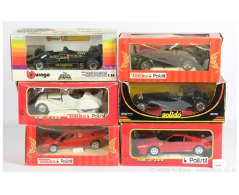 A mixed group of large scale models to include Bburago 1/14th scale John Player Special Lotus - black with gold trim, Tonka P