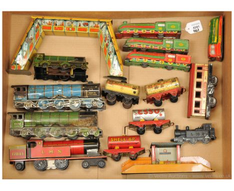 Chad Valley Ubilda, Wells Brimtoy, Mettoy and other similar British tinplate Railway Locomotives and Rolling Stock - to inclu