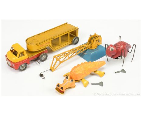 Triang Minic, Wells Brimtoy and Dinky Toys - varied lot comprises Triang Minic tinplate plastic Crocodile and "Great Spider" 