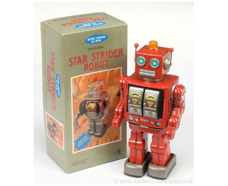 RM Toys (Japan) "Star Strider Robot" - scarce limited edition of recent production, red tinplate body with battery compartmen