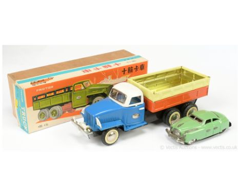 1960's Chinese made tinplate friction drive Truck and Saloon Car (1) "10-wheeled Truck" - based on an American GMC Truck with