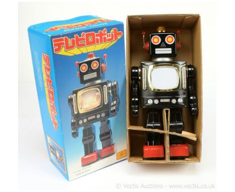 RM Toys (Japan) "Television Robot" - tinplate battery-operated example of recent limited edition production, finished in blac