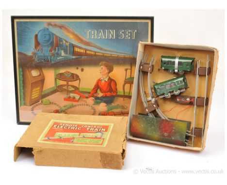"Toby Remote Control Electric Train Set" - British made train set circa 1950 comprising simplistic O Gauge curved and straigh
