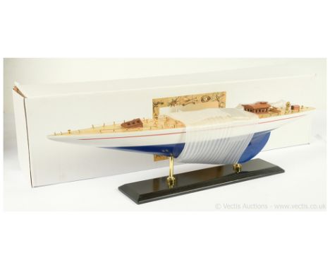 Leonardo pair of "Sail Boats" - model Yachts with solid wooden hull and stand, include masts for assembly, well detailed deck