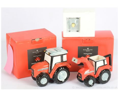 Border Fine Arts - The Massey Collection pair; (1) A1228 Big Red Tractor Teapot; (2) A1231 Big Red Tractor Money Box - Massey