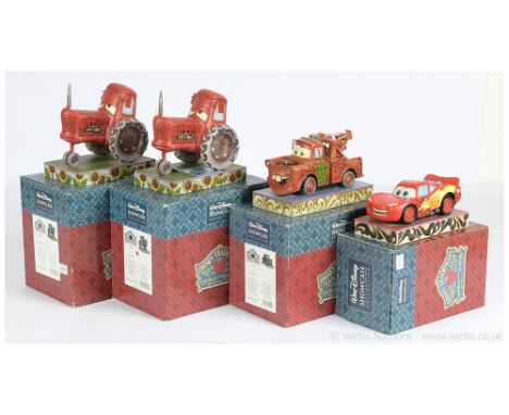 Enesco Walt Disney Showcase Collection; (1) 4023569 "Moooooo"; (2) similar; (3) 4023568 "Git-R-Done"; (4) 4023567 "Ka-Chow" m