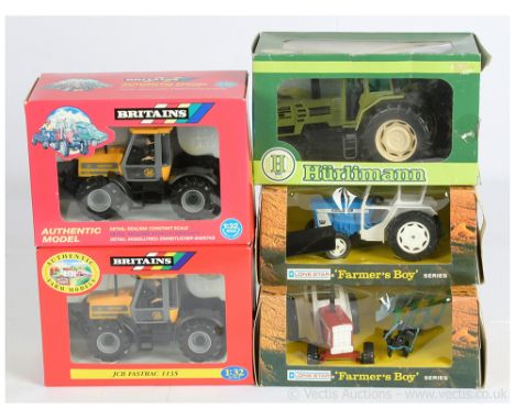 A mixed group of Agricultural models (1) Britains 9440 JCB Fastrac 1135, (2) similar model but in alternative packing window 