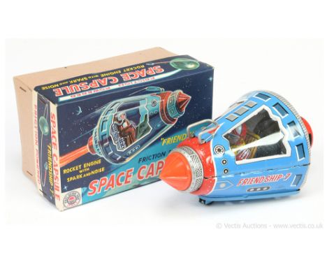 Horikawa / SH Toys of Japan "Friendship-7" tinplate "Space Capsule" - friction drive example with clear plastic cockpit to re