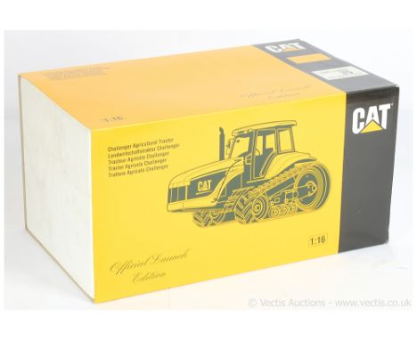 NZG 426 CAT Caterpillar Agricultural Tractor 1/16th scale - yellow, black with black moving rubber tracks - Mint with inner p