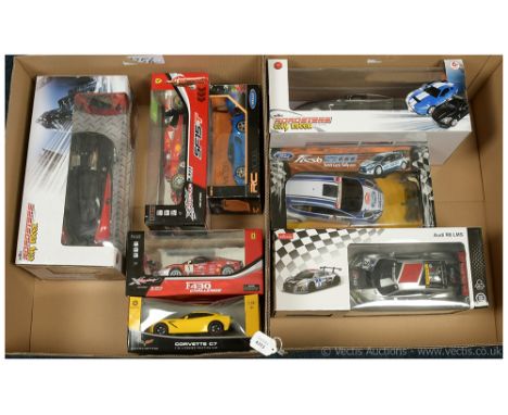 A mixed group of modern issue RC Models including Ford Fiesta S2000 Monte Carlo Rally 2010, Audi R8 LMS 1/18th scale, Formula