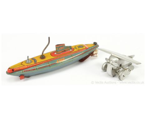 Wells Brimtoy or similar "HMS Nautilus" - fitted with Gyro motor (needing attention) but does include the rear white plastic 